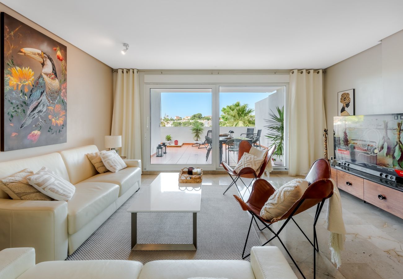 Lejlighed i Benalmádena - Torrequebrada Golf Resort | Luksuslejlighed med terrasse, pool og privat parkering