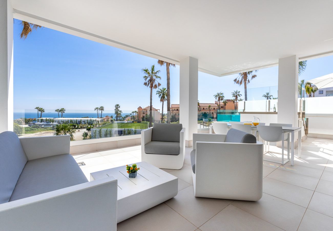 Lejlighed i Mijas Costa - Santa Barbara Heights CLC - Luksusbolig, egen terrasse pool, havudsigt